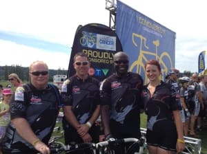 The team at the end of their very long ride from Vancouver to Seattle